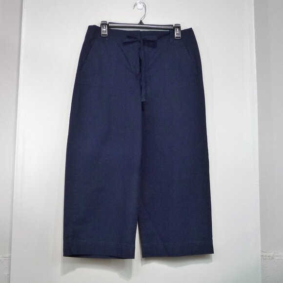 TALBOTS SIZE 8 WIDE LEG CROP CAPRIS NAVY BLUE - Picture 2 of 11